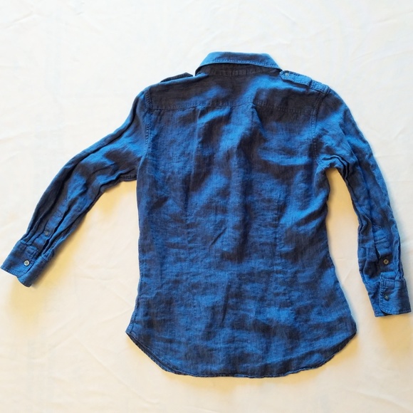 Ralph Lauren Dark Blue Chambray Linen Button Down - Picture 2 of 8